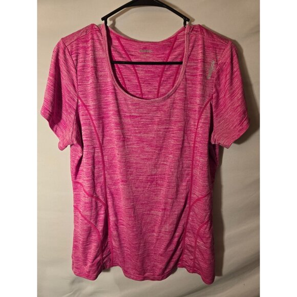 Reebox Workout Shirt Hot Pink Womens Size XL Top Fitted Short Sleeve Running - Picture 1 of 2